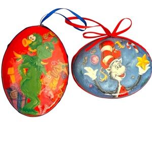 Vintage Dr. Seuss Ornament Lot- The Grinch and‎ Cat in the Hat